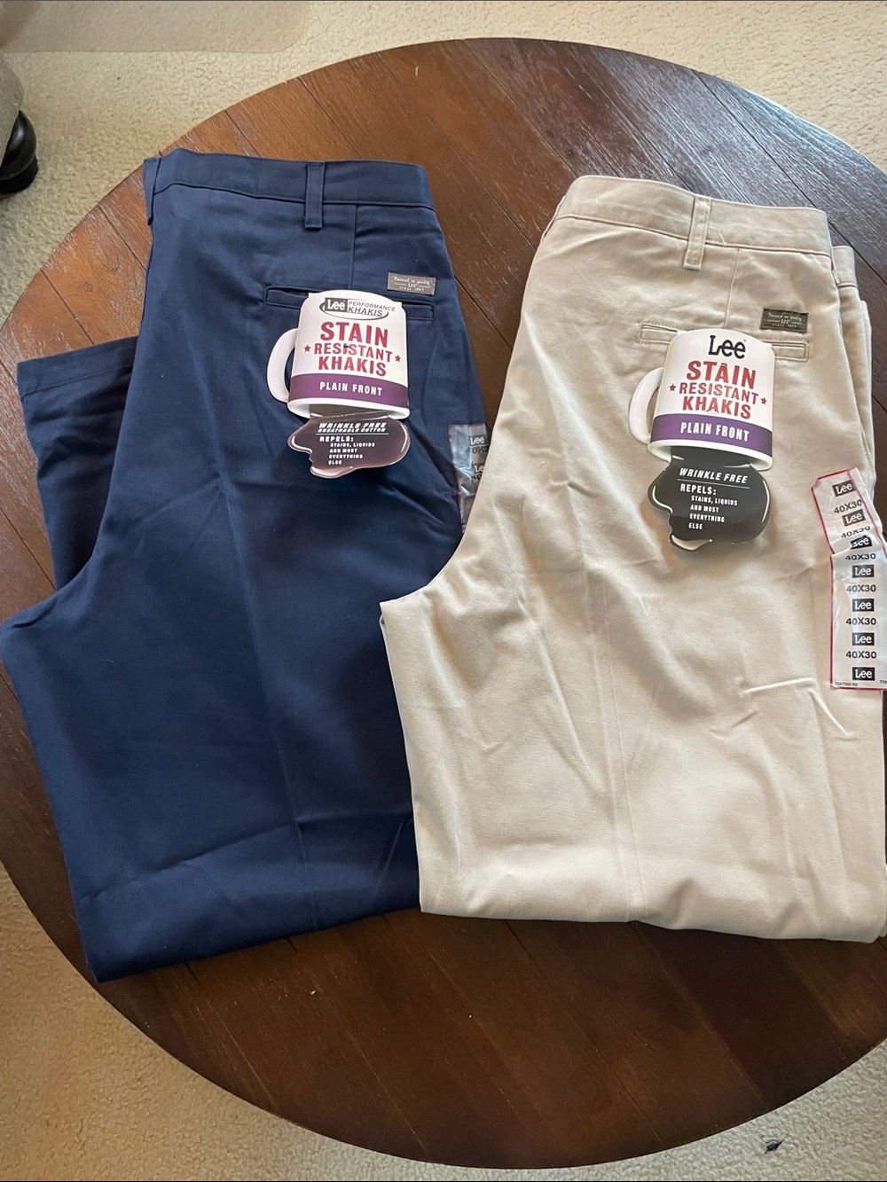 Vintage Bundle-NWT Lee Stain-Resistant Chinos in Navy and Khaki Sz 40x30